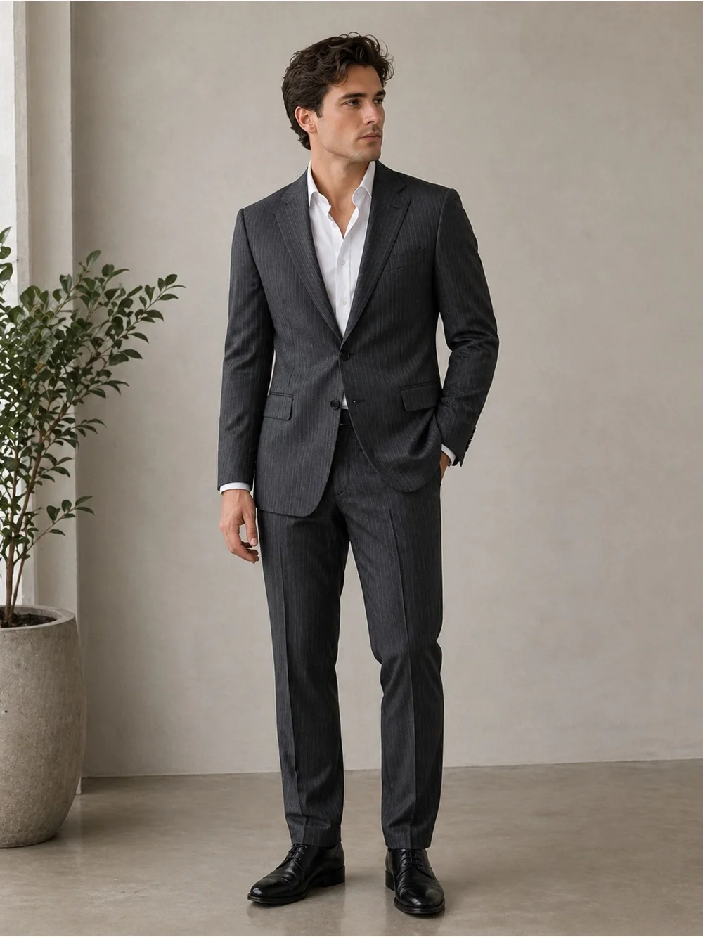 Tommy Hilfiger Men’s Gray Pinstripe Wool Suit 36x32 Blazer Jacket Set NWT